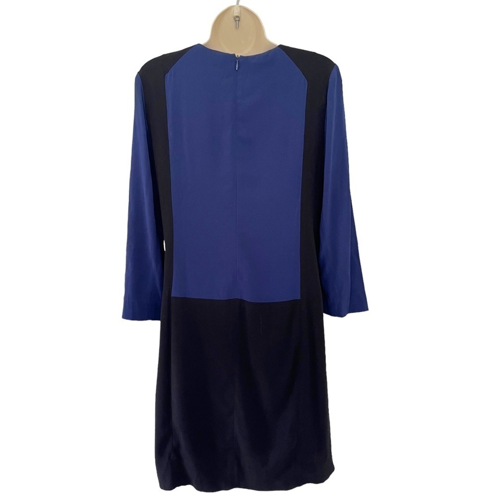 Sandro Women's Sz 1 (S) Black Blue Color Block 3/4 Sleeve Shift Dress - Picture 3 of 7